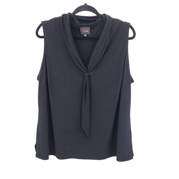 JM Studio Sleeveless Stretch Black Top Neck Tie Plus Size 2X Career Cocktail - Picture 1 of 8